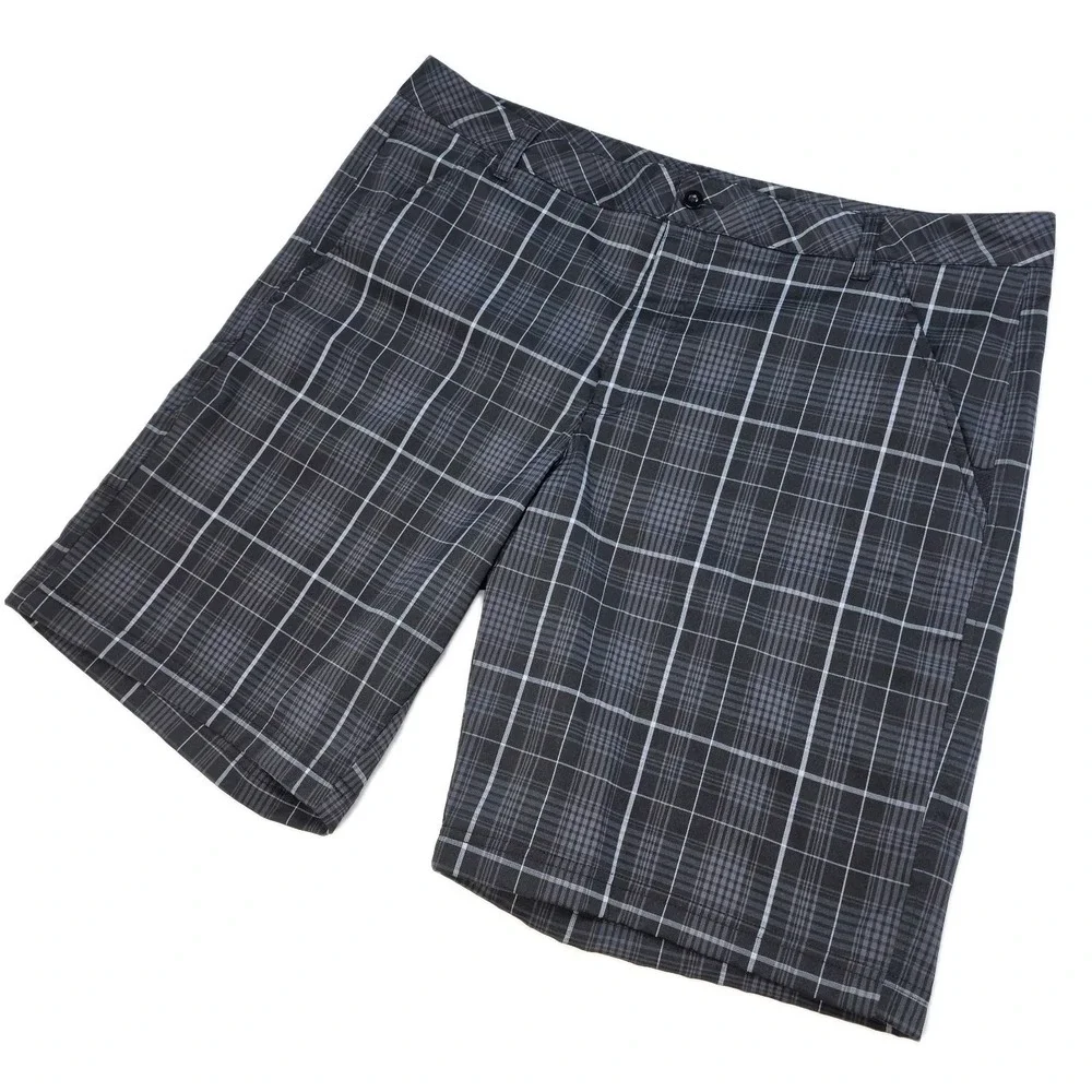 Fila‎ Sport Golf Mens 40 Plaid Shorts Black Grey Check Performance Activewear